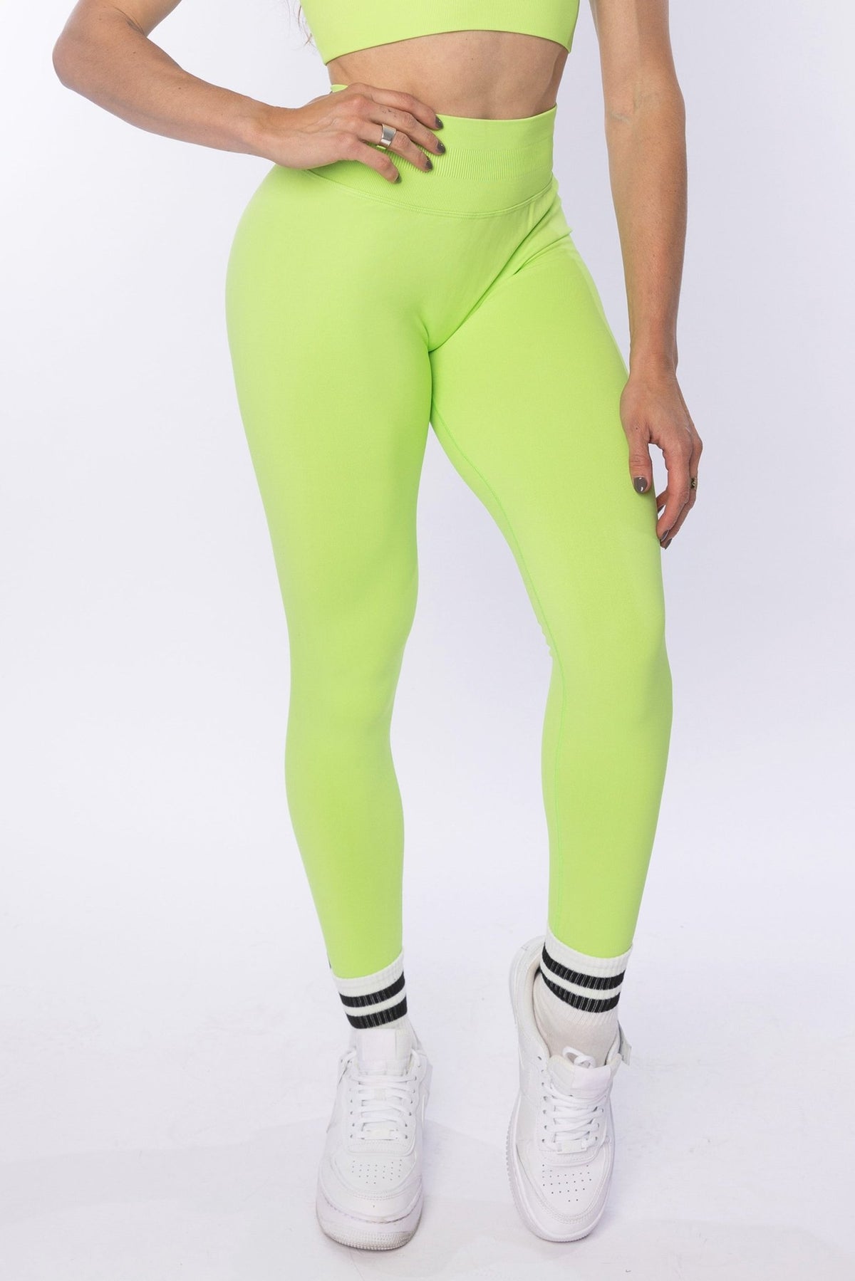 Cheeky Seamless Leggings Green - FPFit