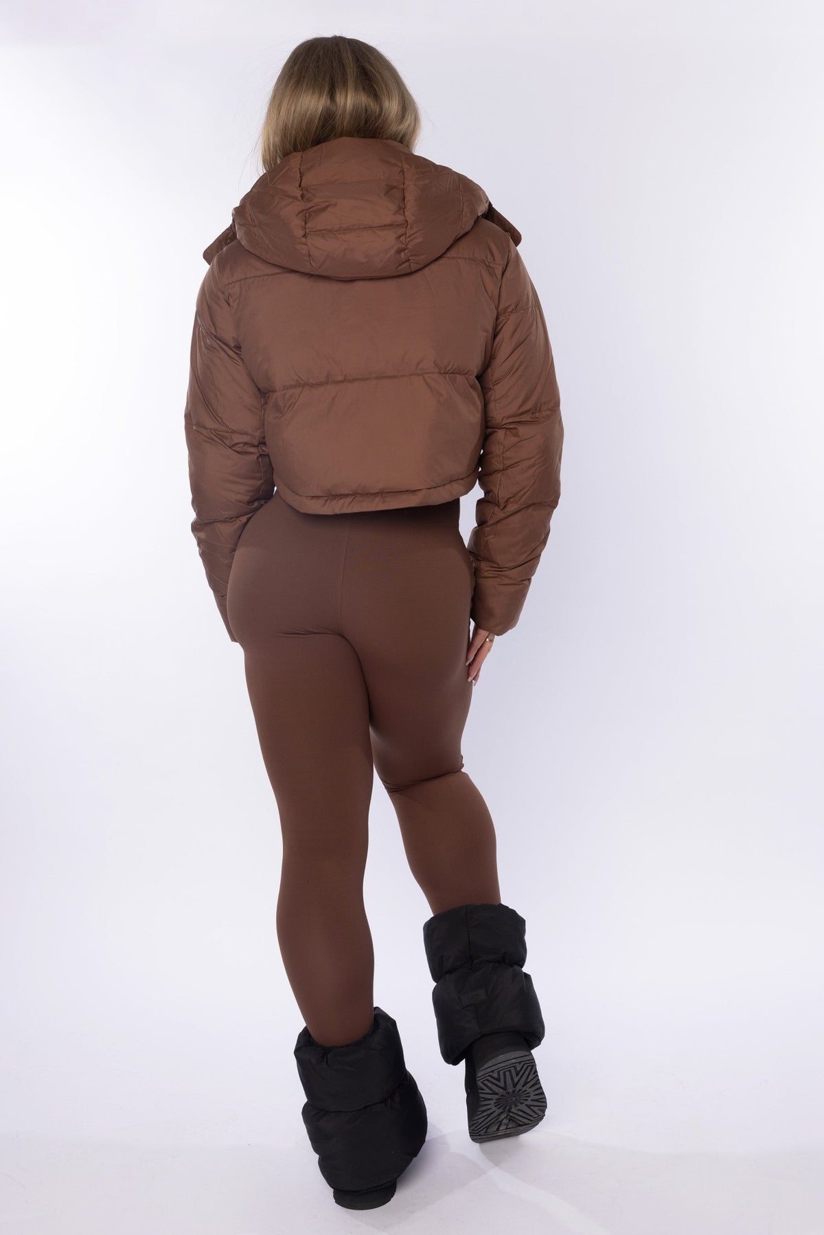 Out And About Puffer Cropped Jacket Brown - FPFit