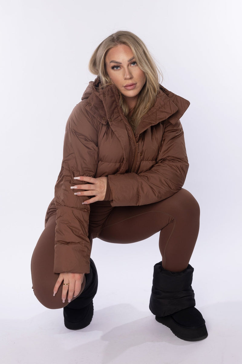 Out And About Puffer Cropped Jacket Brown - FPFit