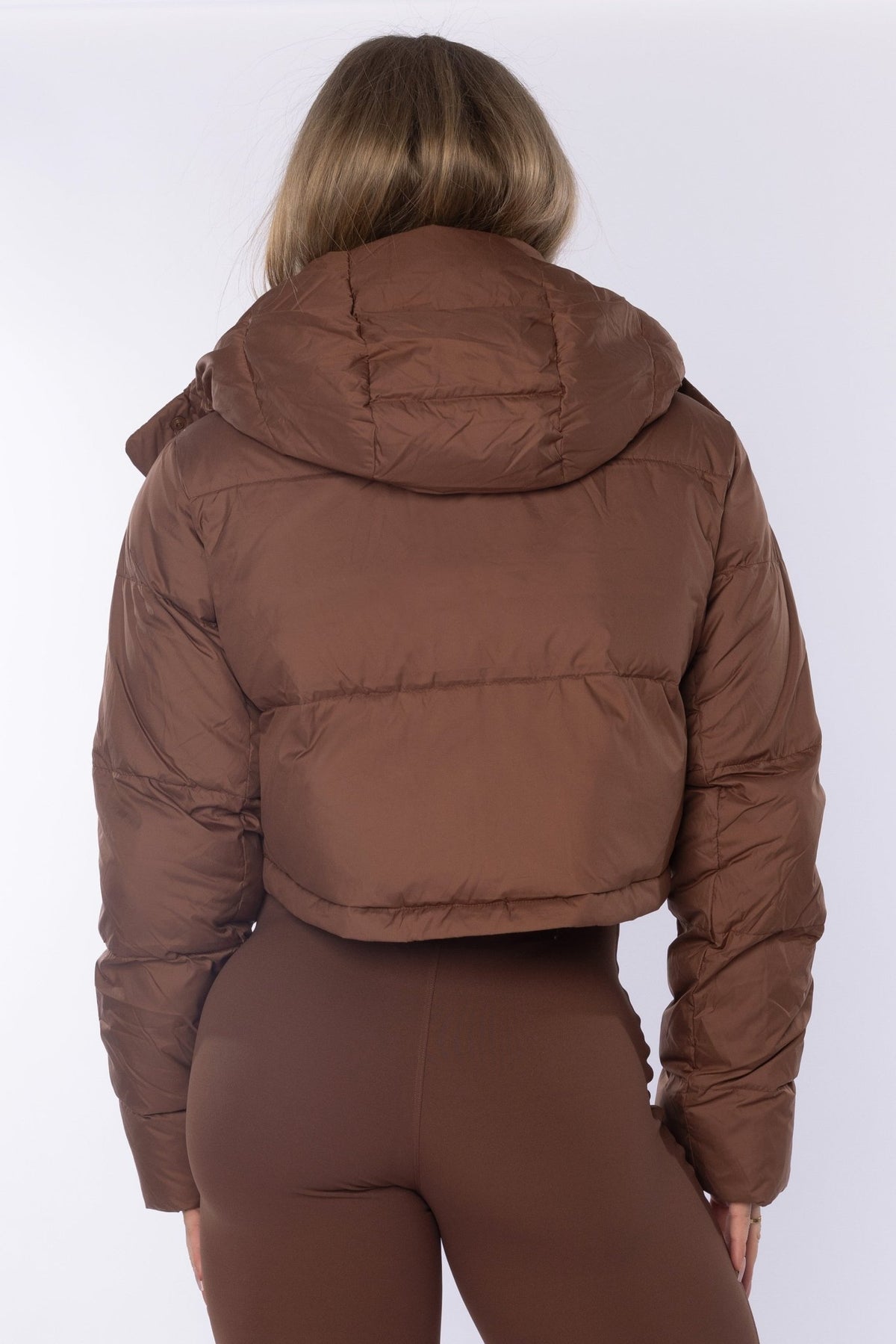 Out And About Puffer Cropped Jacket Brown - FPFit