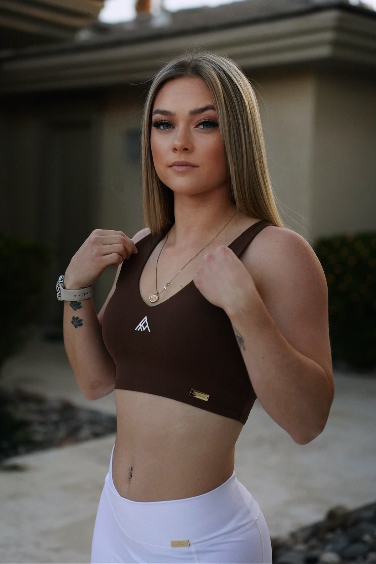 Fitted or Flare? Cam is wearing the Foxy Sports Bra and Foxy Flare
